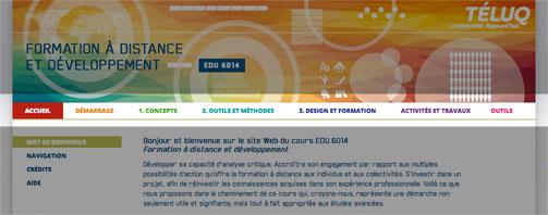 Le menu horizontal (en haut)